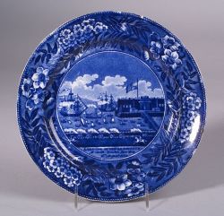 Blue and White Transfer Decorated Staffordshire Plate